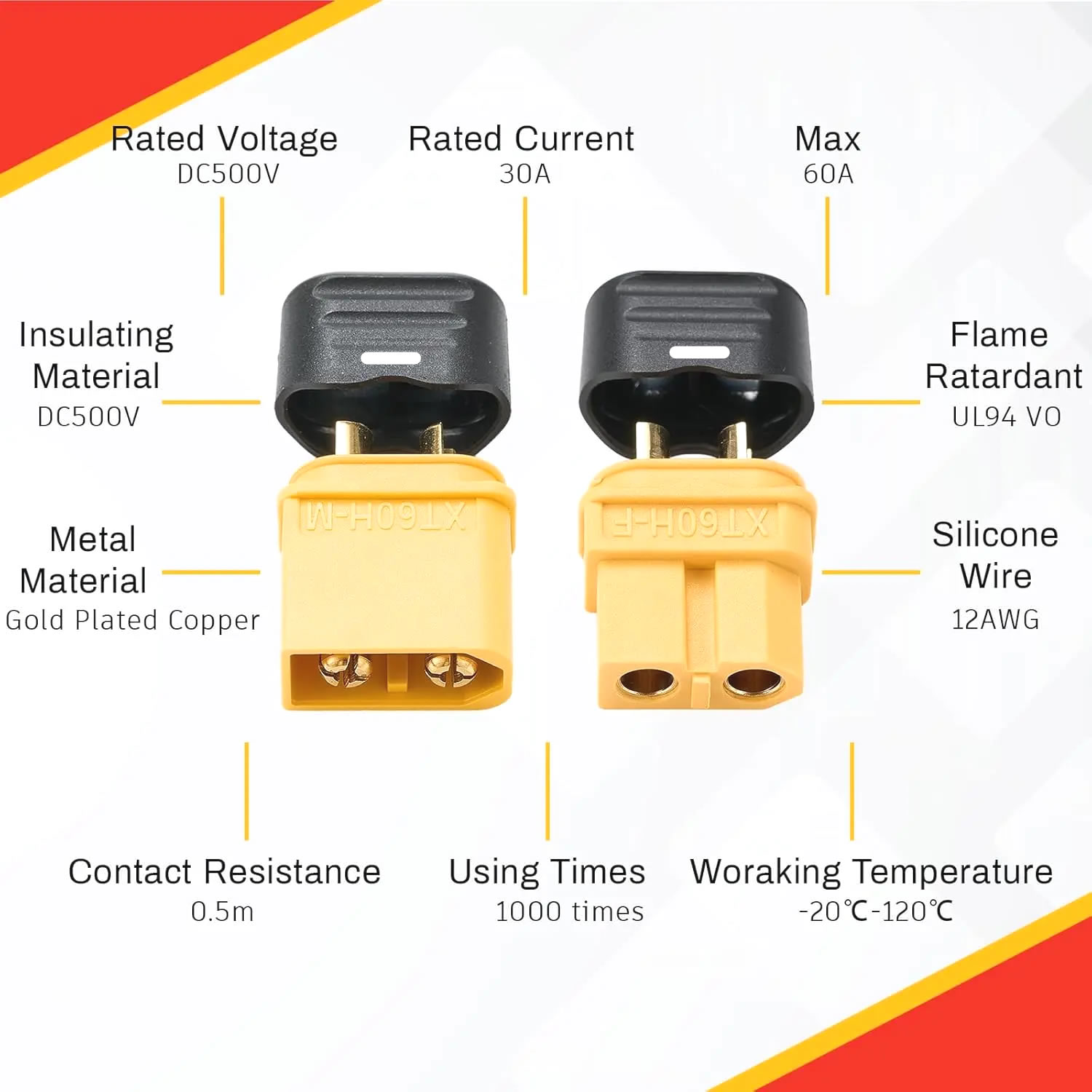 XT60 Connector Plug with Sheat - Drone Battery Connector 리뷰 및 가격
