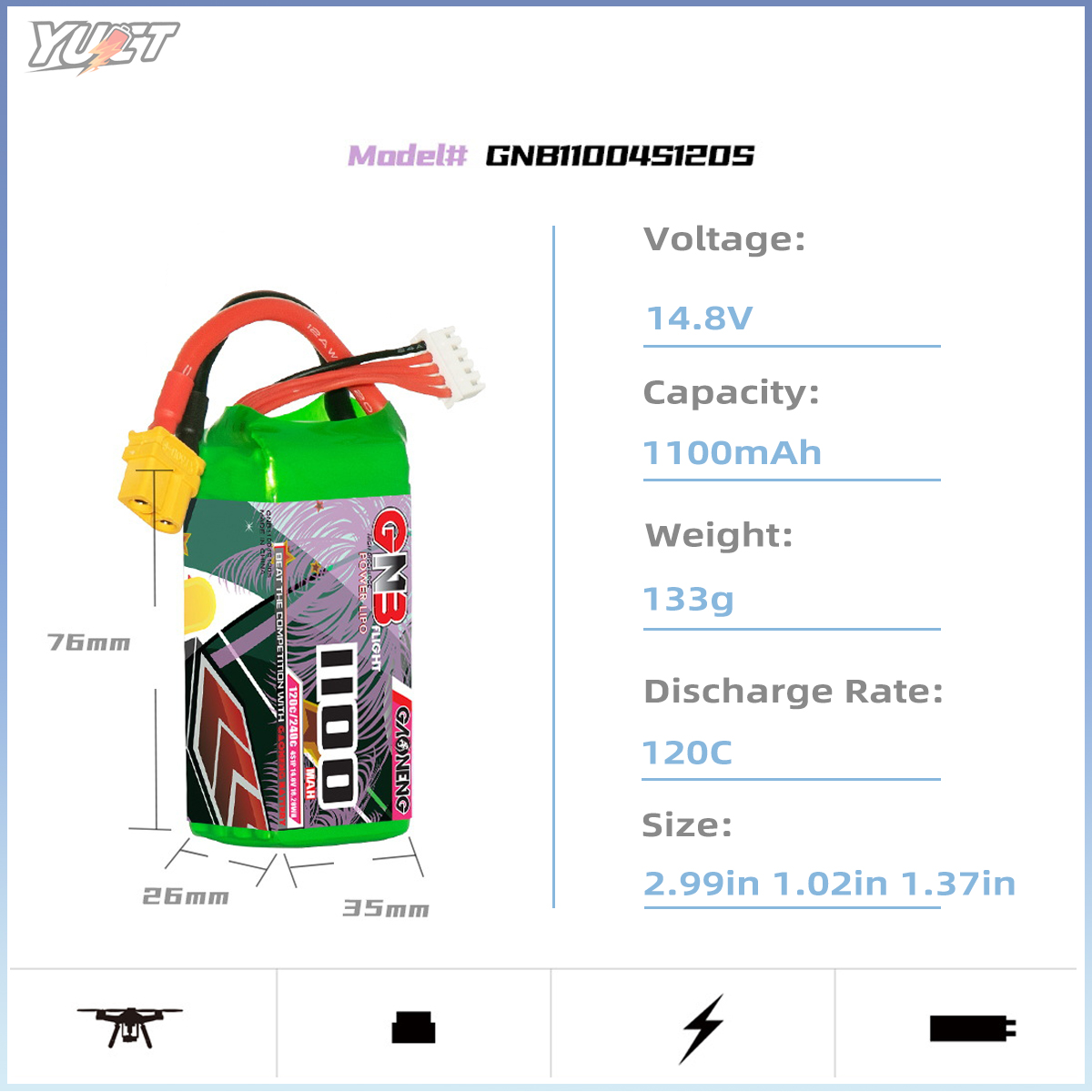 YUCT GNB 6S LiPo Battery 22.2V - Drone Battery 4S 리뷰 및 가격