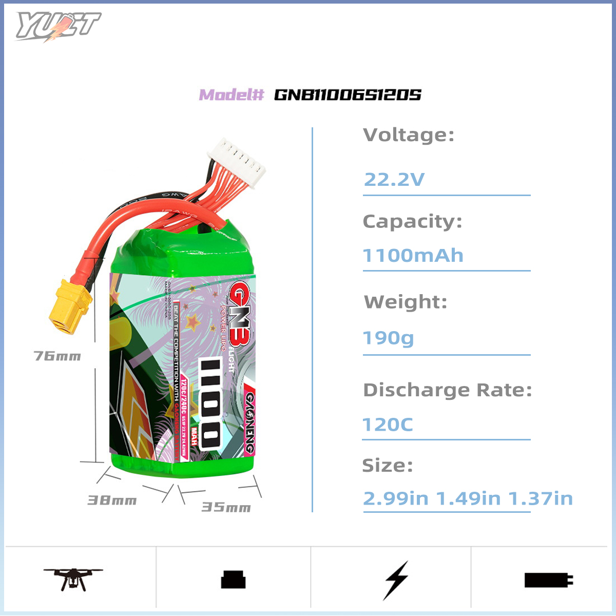 YUCT GNB 6S LiPo Battery 22.2V - Drone Battery 4S 리뷰 및 가격