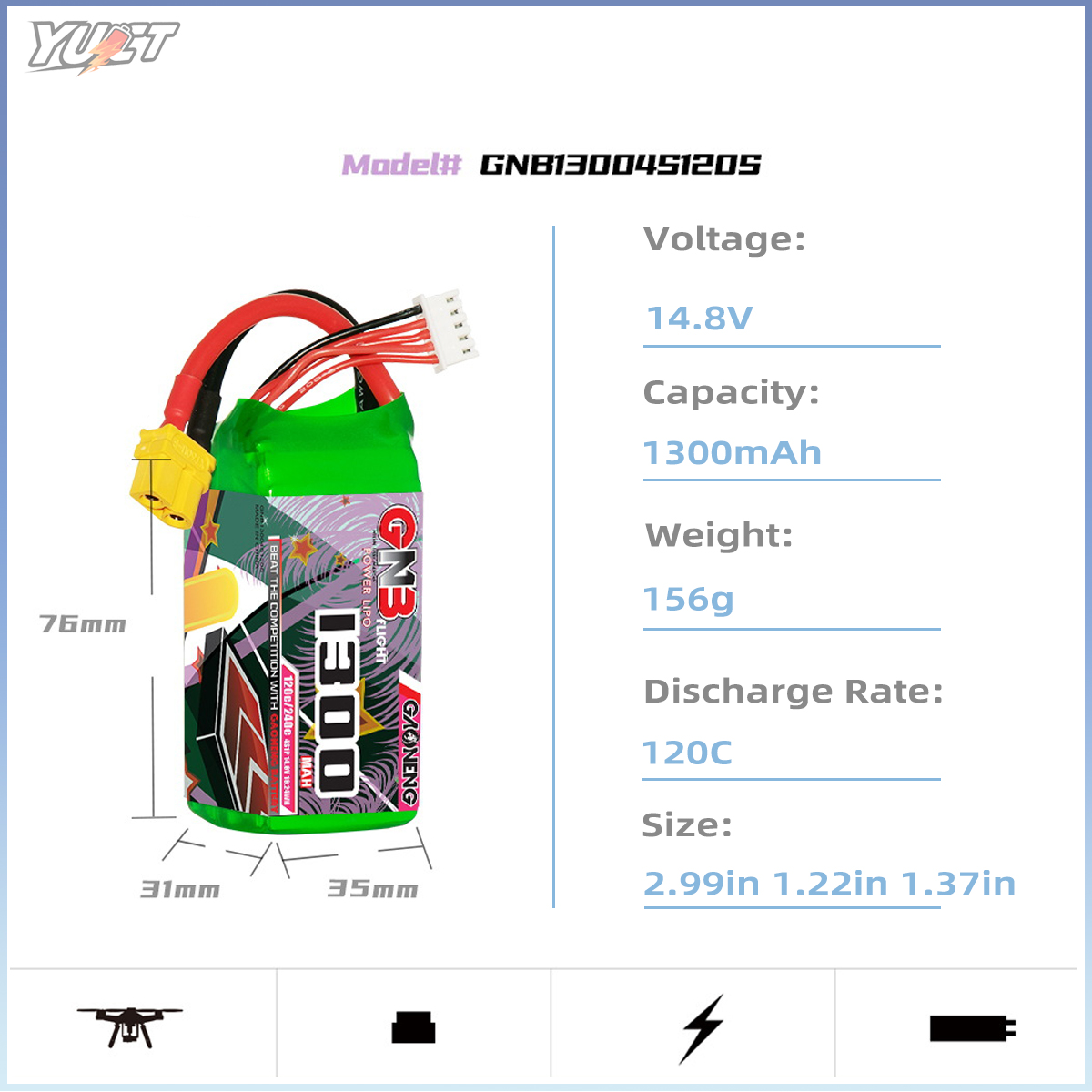 YUCT GNB 6S LiPo Battery 22.2V - Drone Battery 4S 리뷰 및 가격