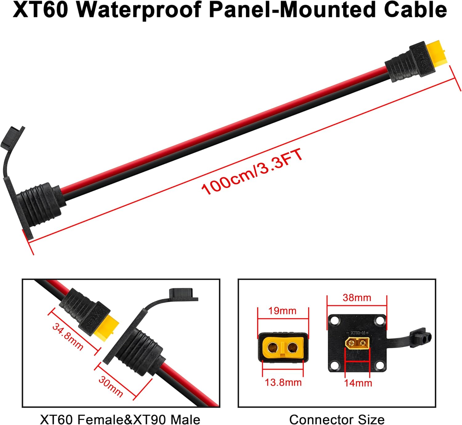 JMUYTOP 3FT 12AWG XT60 Panel M - Drone Battery Connector 리뷰 및 가격